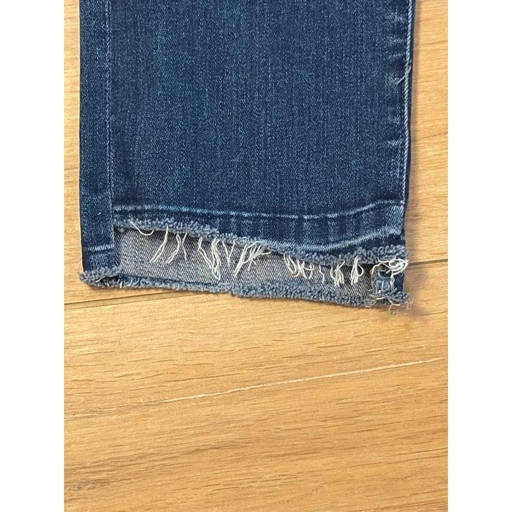 Mother The Rascal Ankle Undone Step Fray Jeans Dark‎ Graffiti Size 27 Distressed